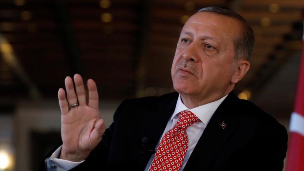 El presidente de Turquía, Recep Tayyip Erdogan, durante una entrevista con Reuters en el Palacio Presidencial, en Ankara, el 25 de abril.