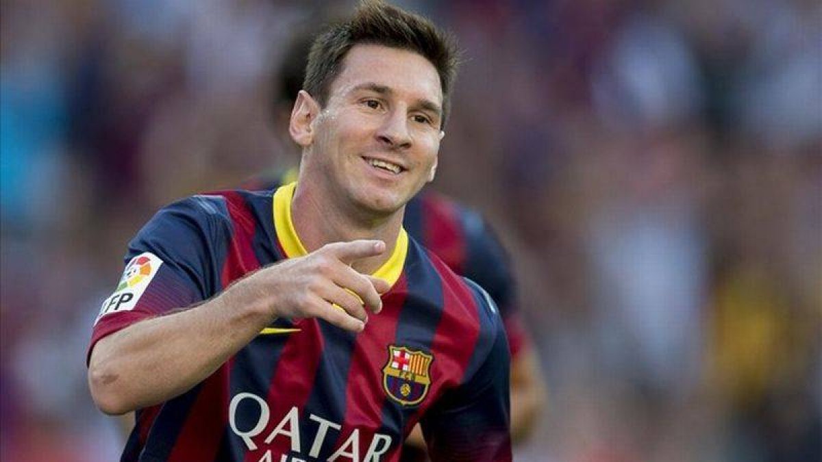 Messi celebra un gol en un partido de esta temporada en el Camp Nou.