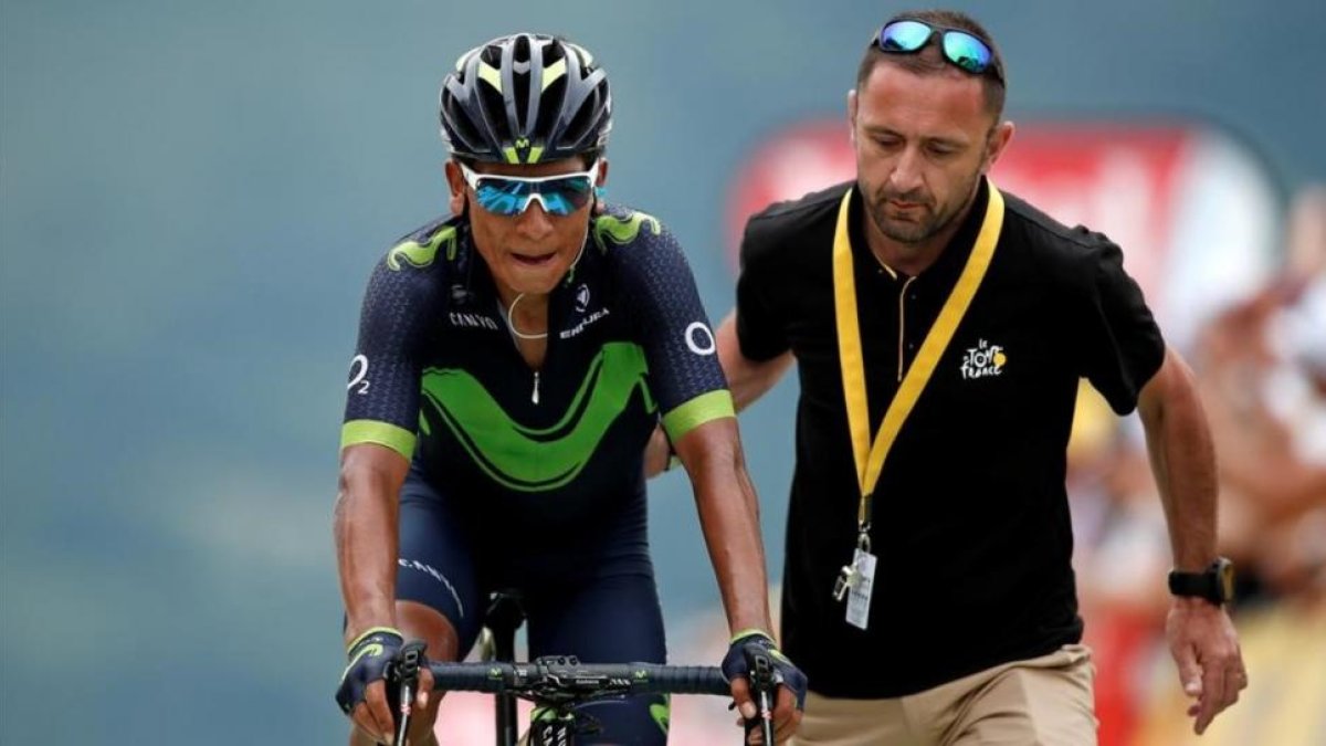 Nairo Quintana, tras cruzar la meta en Peyragudes.