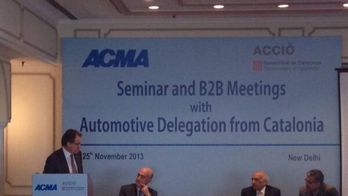 Artur Mas, durante la inauguración de un encuentro de empresas del sector de la automoción, este lunes en Delhi.
