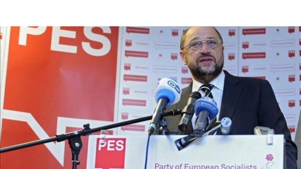 Schulz, durante la presentación de su candidatura, este miércoles en Bruselas.