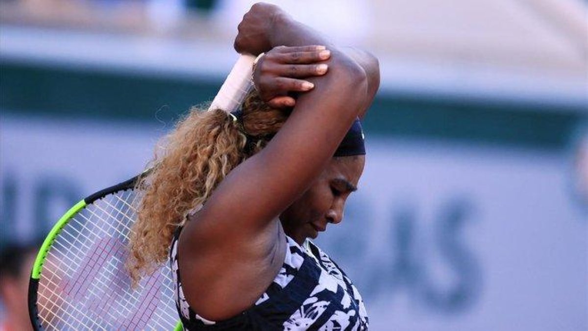 Serena Williams, tras perder un punto contra Sofia Kenin.