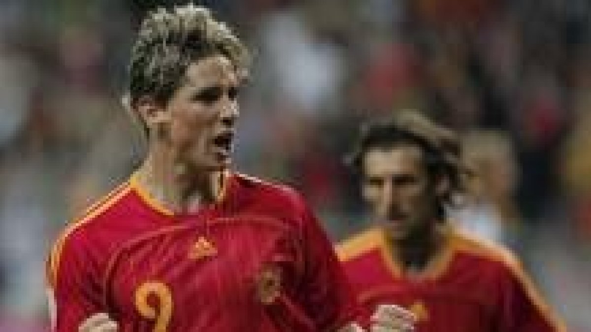 Torres celebra su gol ante Letonia logrado en los minutos finales