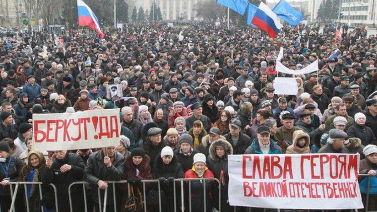 Manifestación prorrusa en Donetsk.