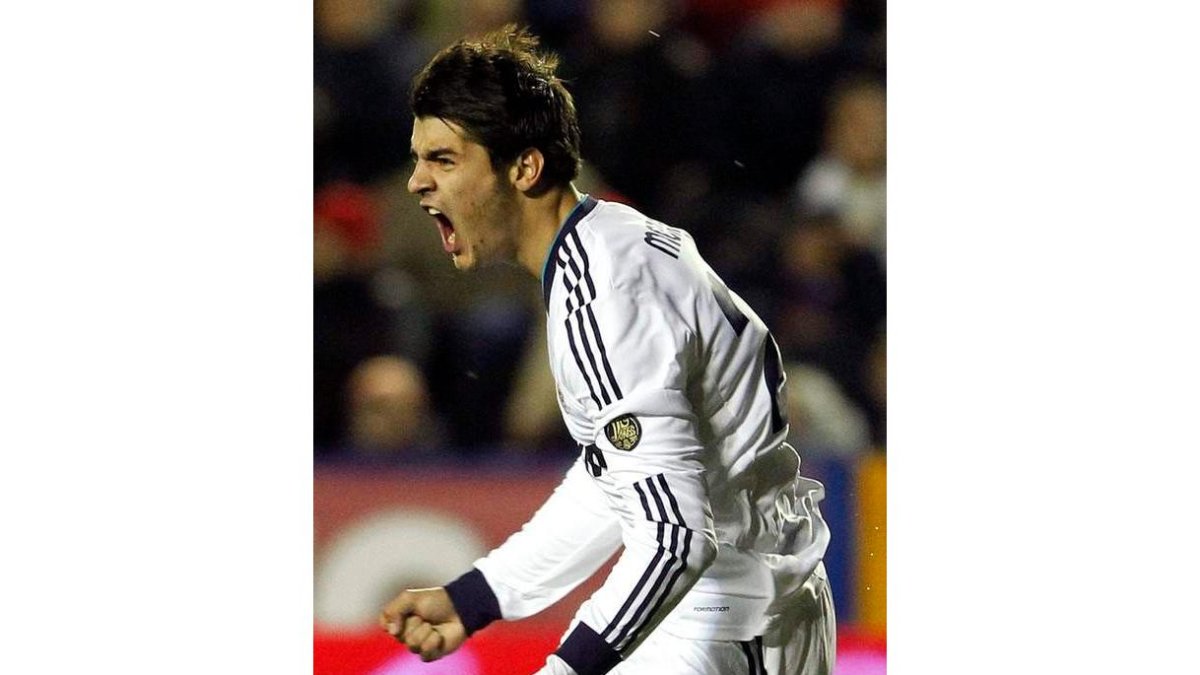 Morata celebra uno de sus goles con el Madrid.