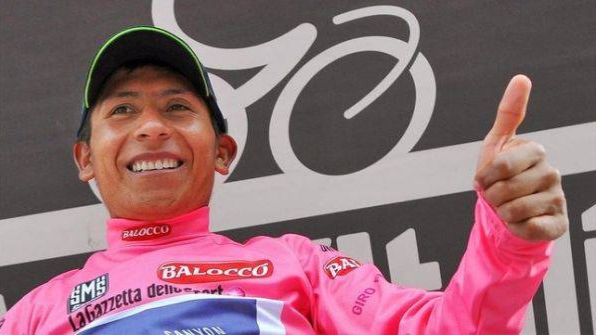 Quintana, en el podio de Val Martello.