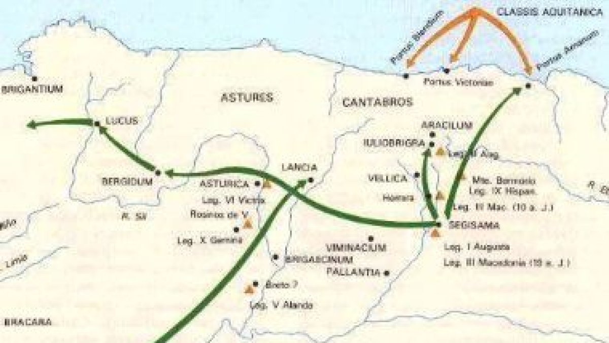 Movimientos del ejército romano en Asturia