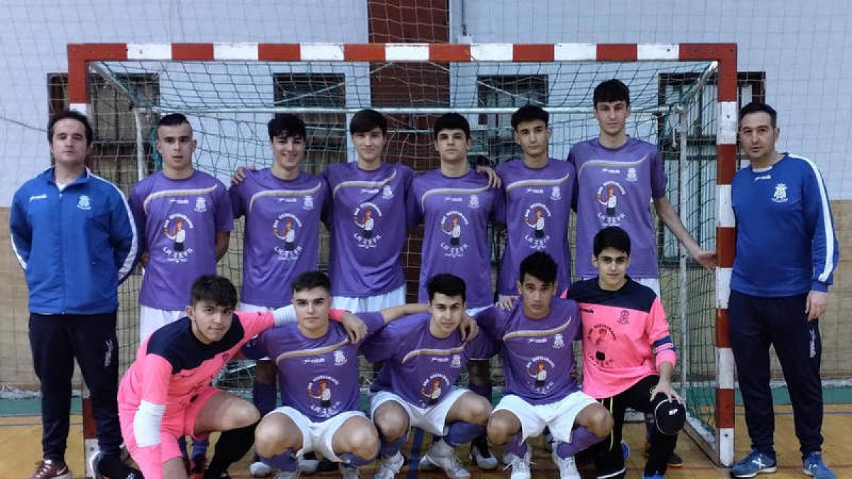 Formación del equipo de La Bañeza FS que milita en la 1.ª División Regional Juvenil. DL