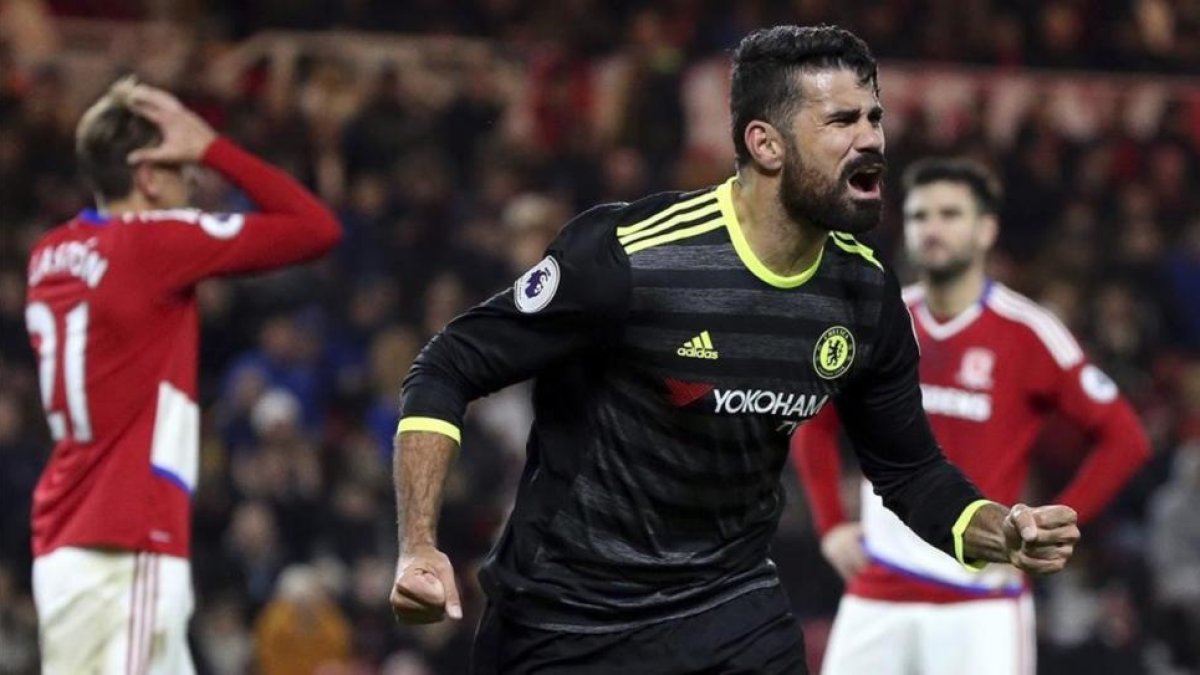 Diego Costa celebra su decisivo gol al Middlesbrough.