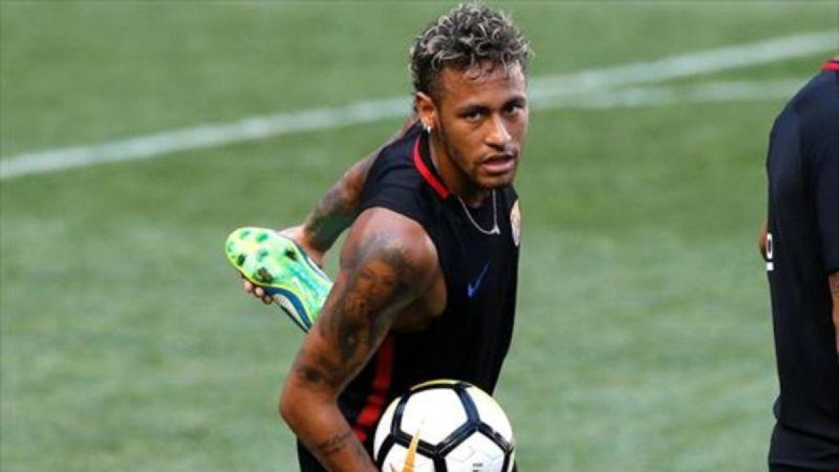 Neymar, en un entrenamiento del Barça en Estados Unidos.