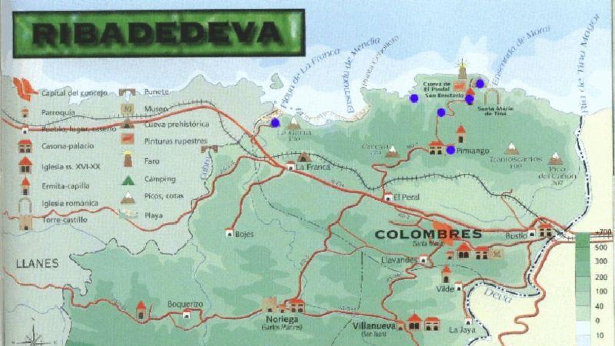 Mapa de Rivadedeva (Asturias).