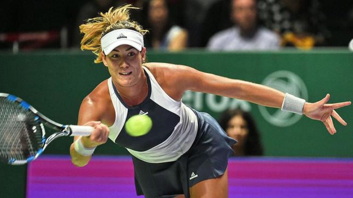 Garbiñe Muguruza, durante el partido contra Angelique Kerber, en las finales de la WTA.