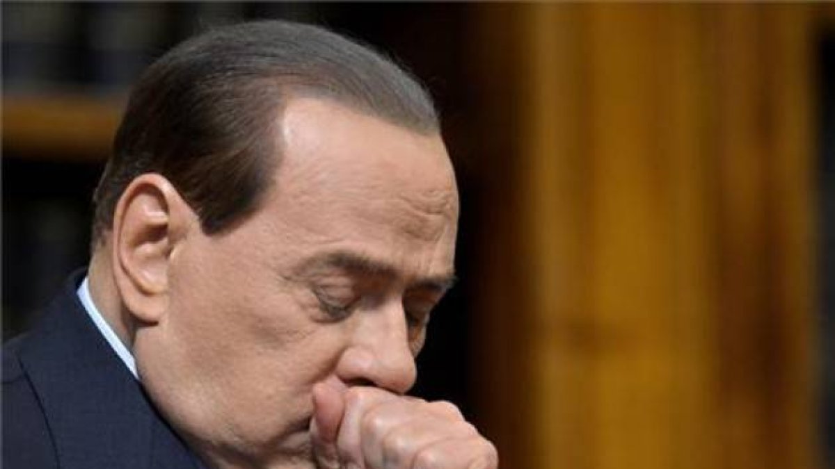 Berlusconi en una rueda de premsa en el Senado de Roma.