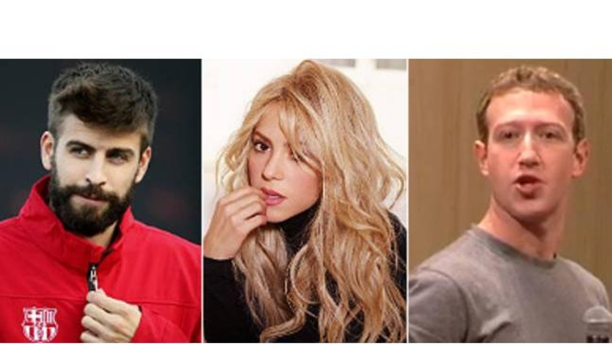 Piqué, Shakira y Zuckerberg.