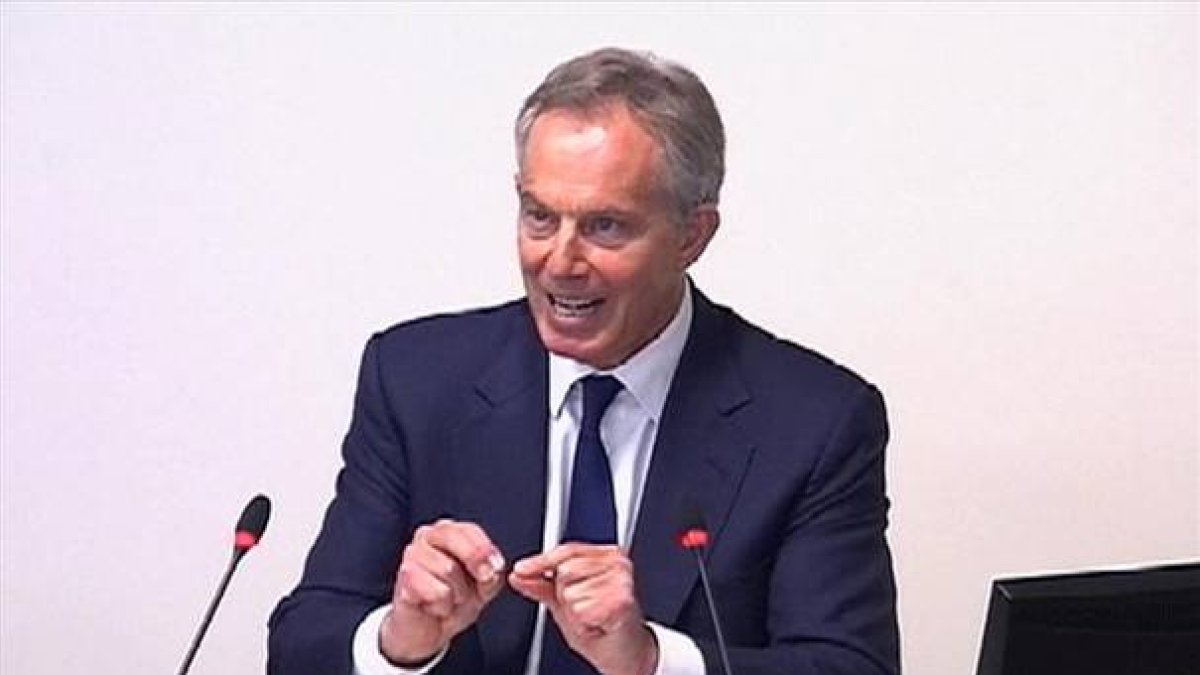 El exprimer ministro británico, Toni Blair, durante su declaración.