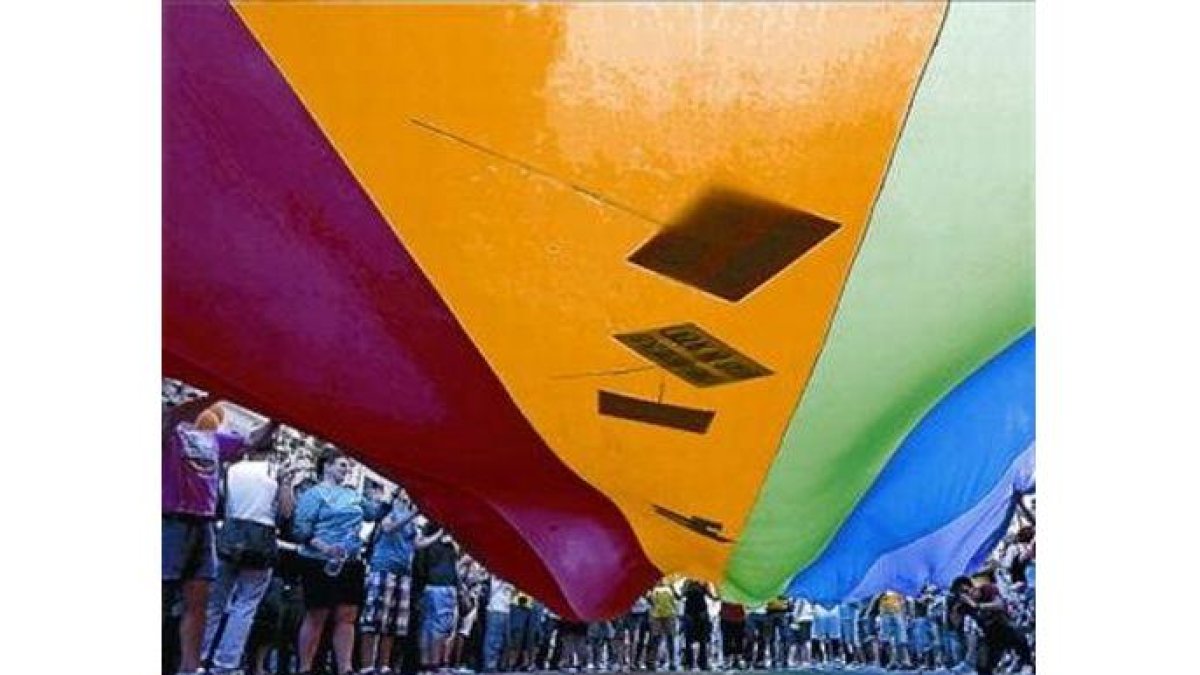 Manifestación en Barcelona por los derechos de los homosexuales.
