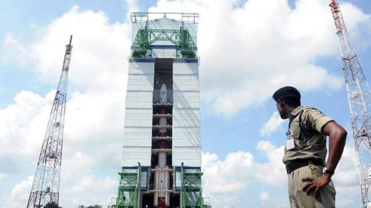 Plataforma de lanzamiento del cohete a Marte de la India en Sriharikota.