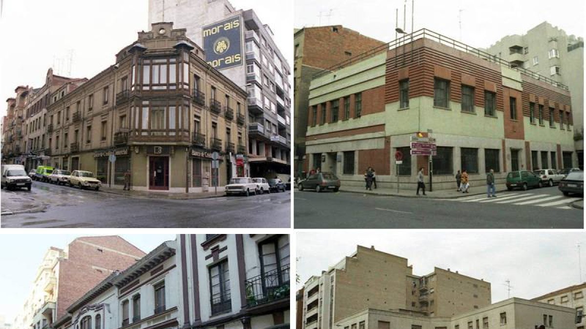 Edificio de Padre Isla, sede de Telefónica en la misma calle, la Casa de Galicia en la calle Villafranca y antigua Cruz Roja.