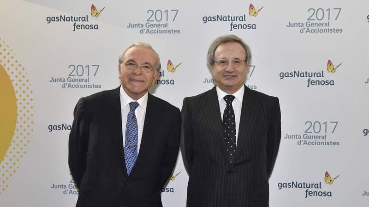 El presidente de Gas Natural Fenosa, Isidro Fainé, con el consejero delegado, Rafael Villaseca. DL