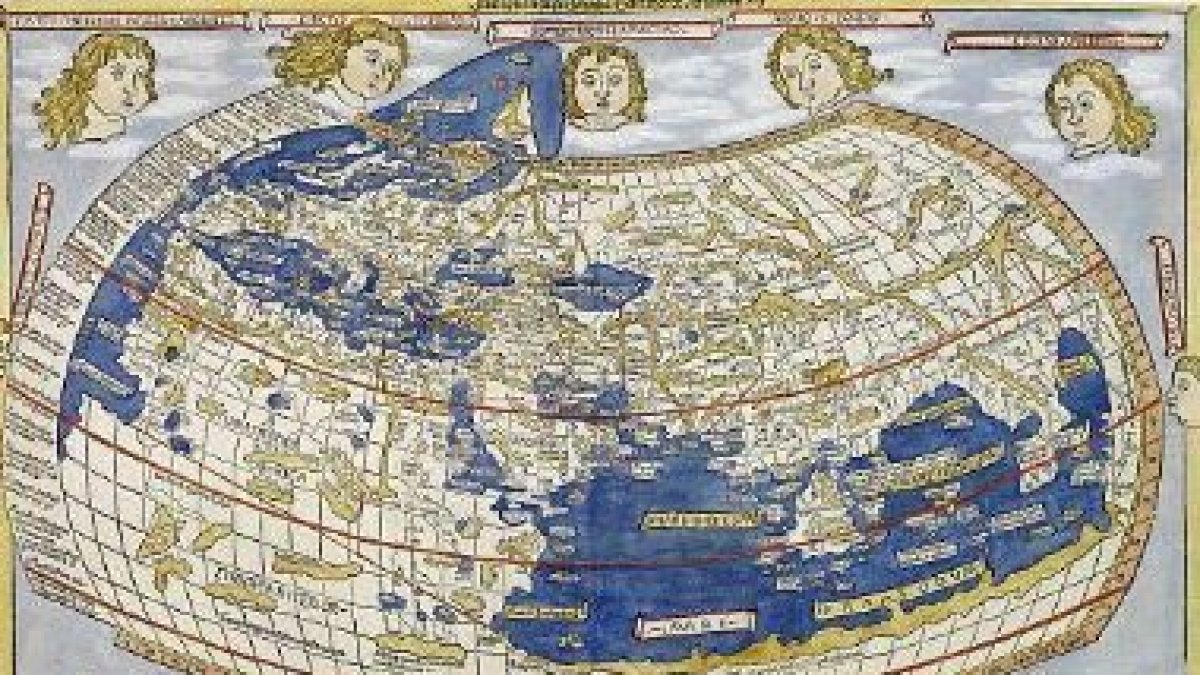 Imagen de uno de los mapas de la «Cosmografía»