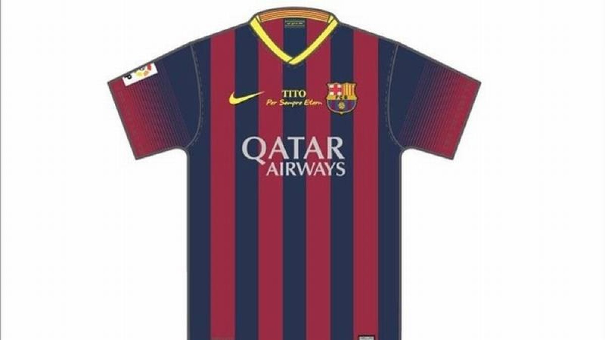 La camiseta que llevarán los jugadores del Barça en homenaje a Tito Vilanova.