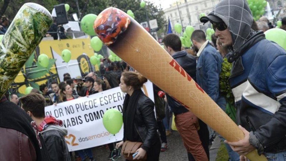 Manifestación por la legalización de la marihuana en Madrid, el pasado mes de mayo.