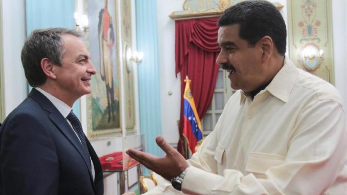 Zapatero y Maduro en el palacio de Miraflores.