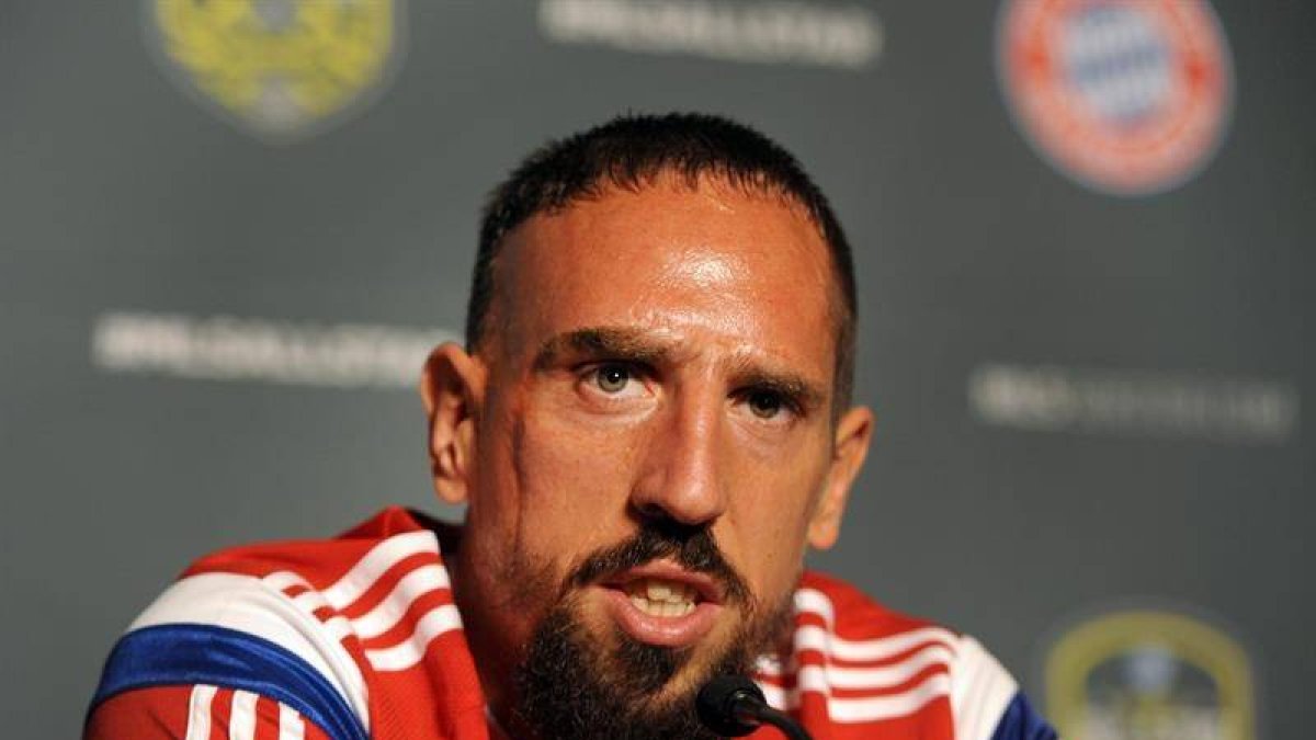 El jugador del Bayern Munich Frank Ribery durante una rueda de prensa.