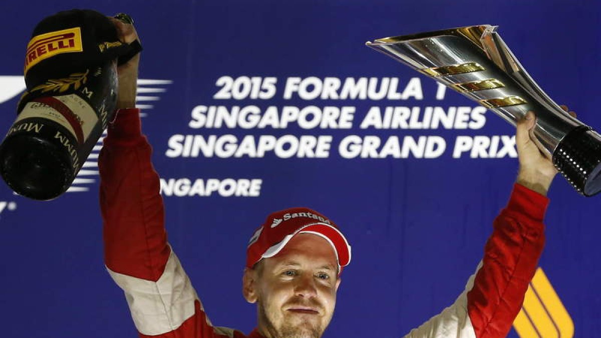 El alemán Sebastian Vettel fue el gran protagonista del GP de Singapur.