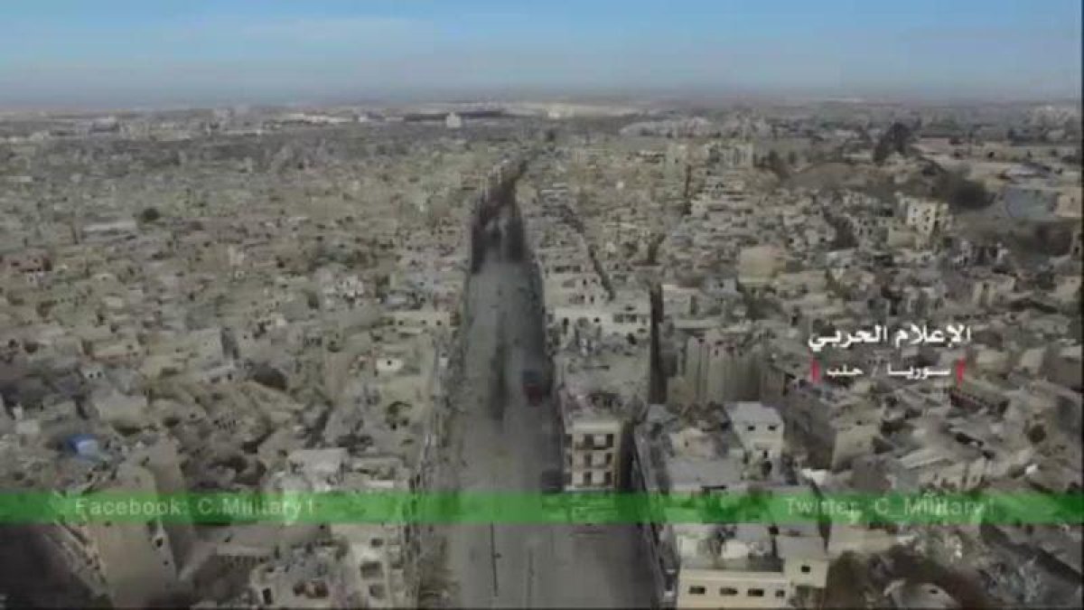 Un dron muestra la destrucción en Alepo.