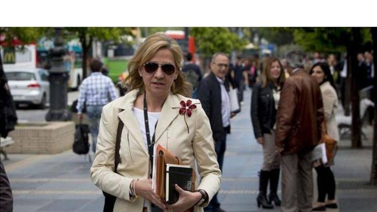 La infanta Cristina, el pasado  mes de mayo, a su llegada a La Caixa.