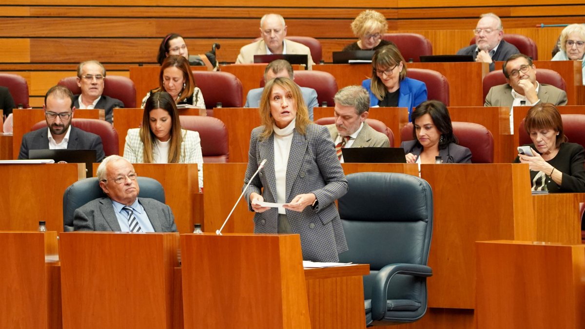 Intervención de la consejera de Educación, Rocío Lucas, en el Pleno de las Cortes de Castilla y León. LETICIA PÉREZ/ICAL