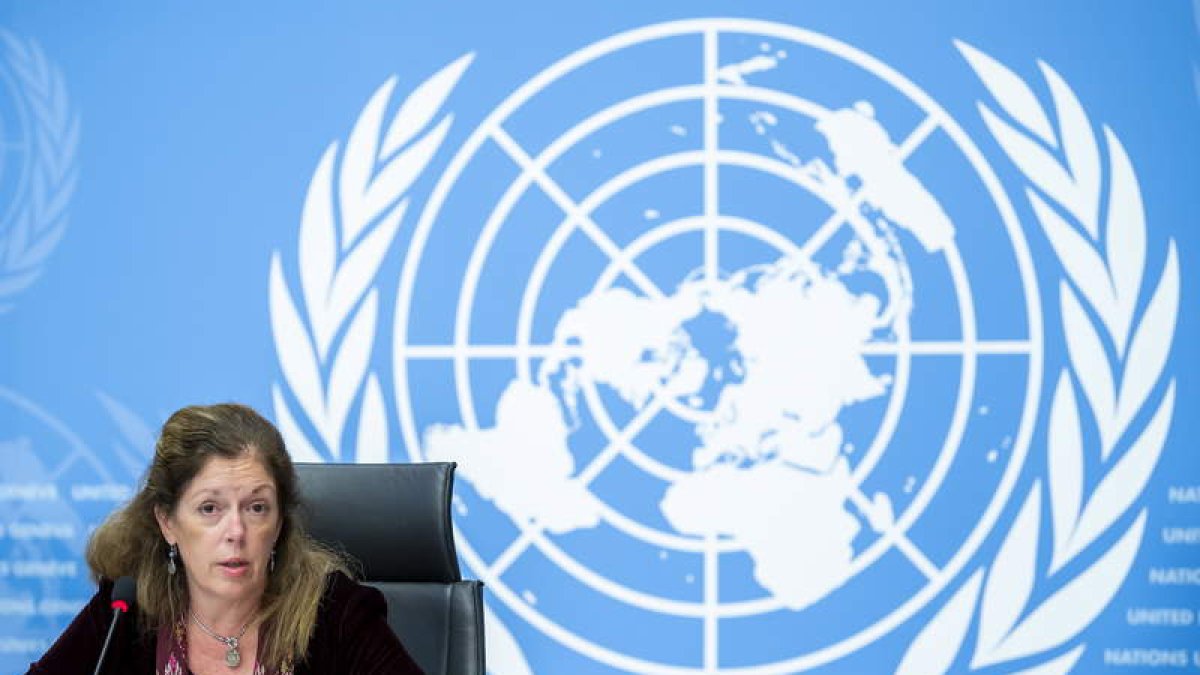 Stephanie Williams ayer, en la sede de la ONU en Ginebra. MARTIAL TREZZINI