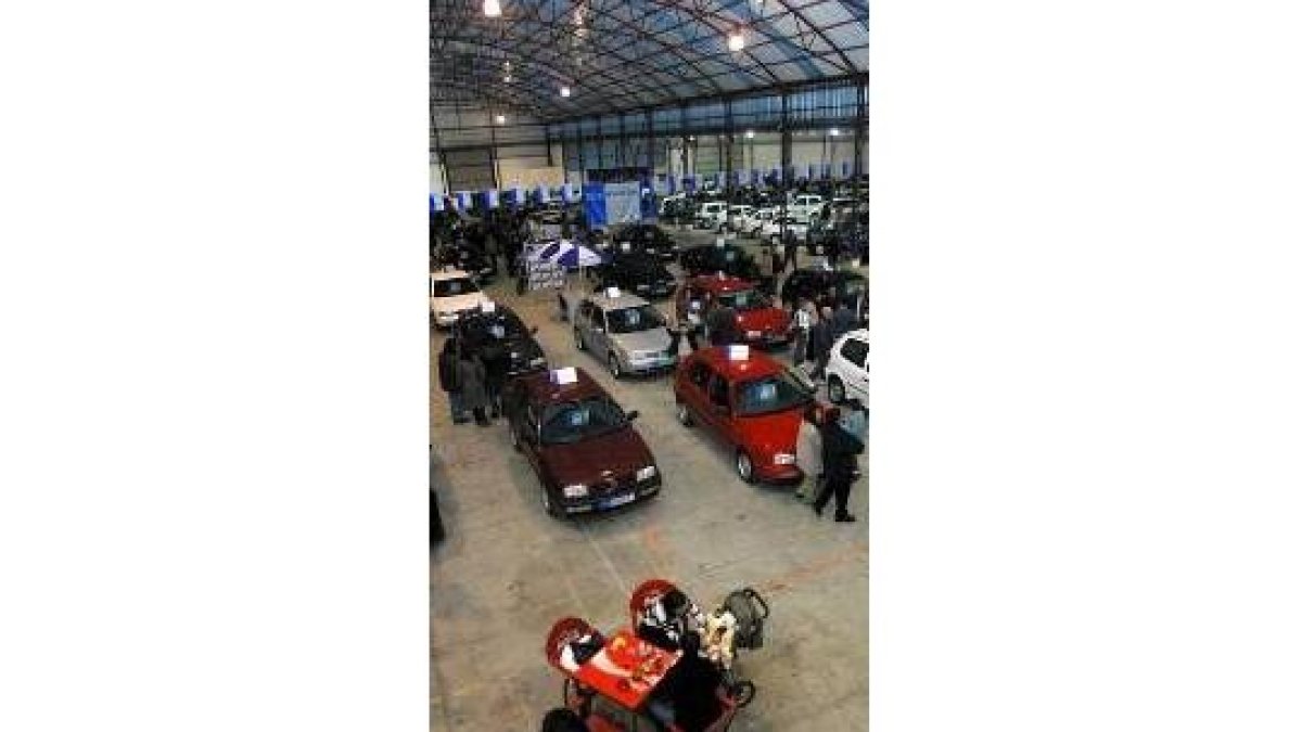 Exposición de coches usados en un concesionario