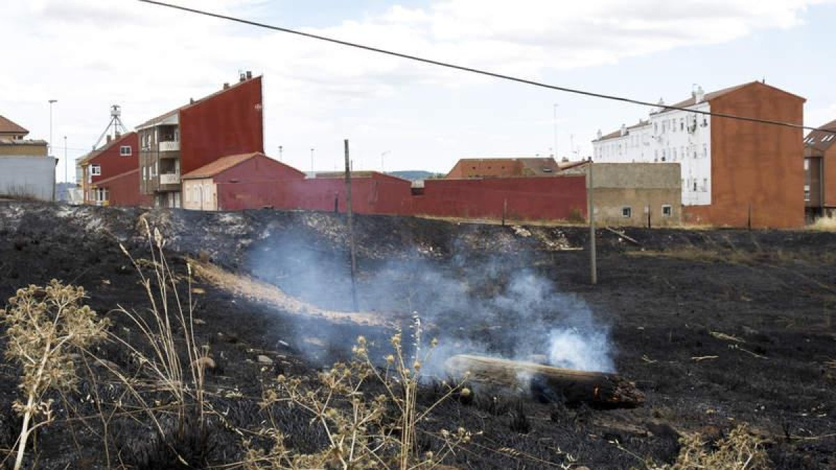 Aspecto que presentaban ayer las áreas quemadas en la zona norte de la ciudad, después del incendio. FERNANDO OTERO PERANDONES