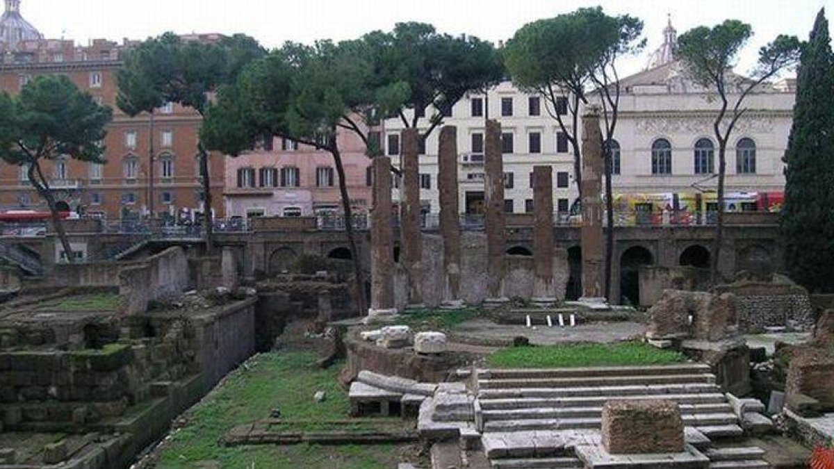 Las ruinas de la Curia de Pompeyo de Roma, en la actualidad.