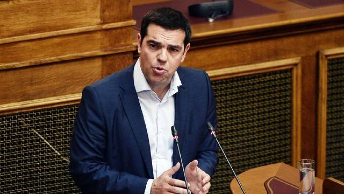 Tsipras, durante su intervención ante el Parlamento griego.
