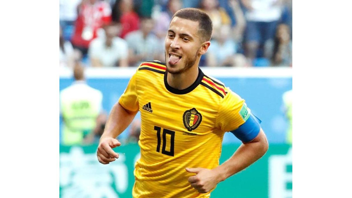 Hazard celebra su gol, el segundo de Bélgica. JUAN HERRERO