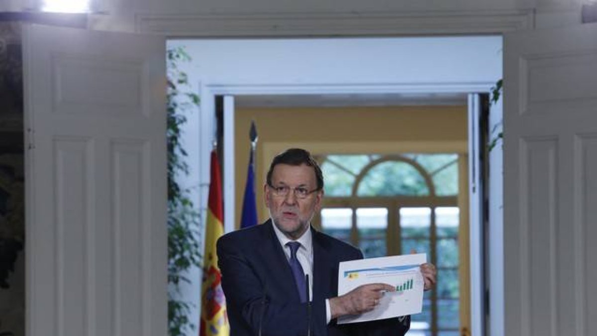 Rajoy hace balance de la evolución de la economía, este viernes en la Moncloa.