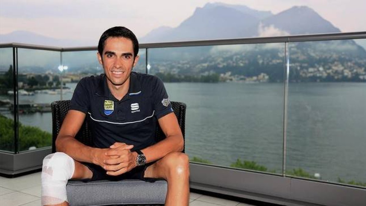 Contador, anunciando en Lugano su vuelta a la Vuelta.