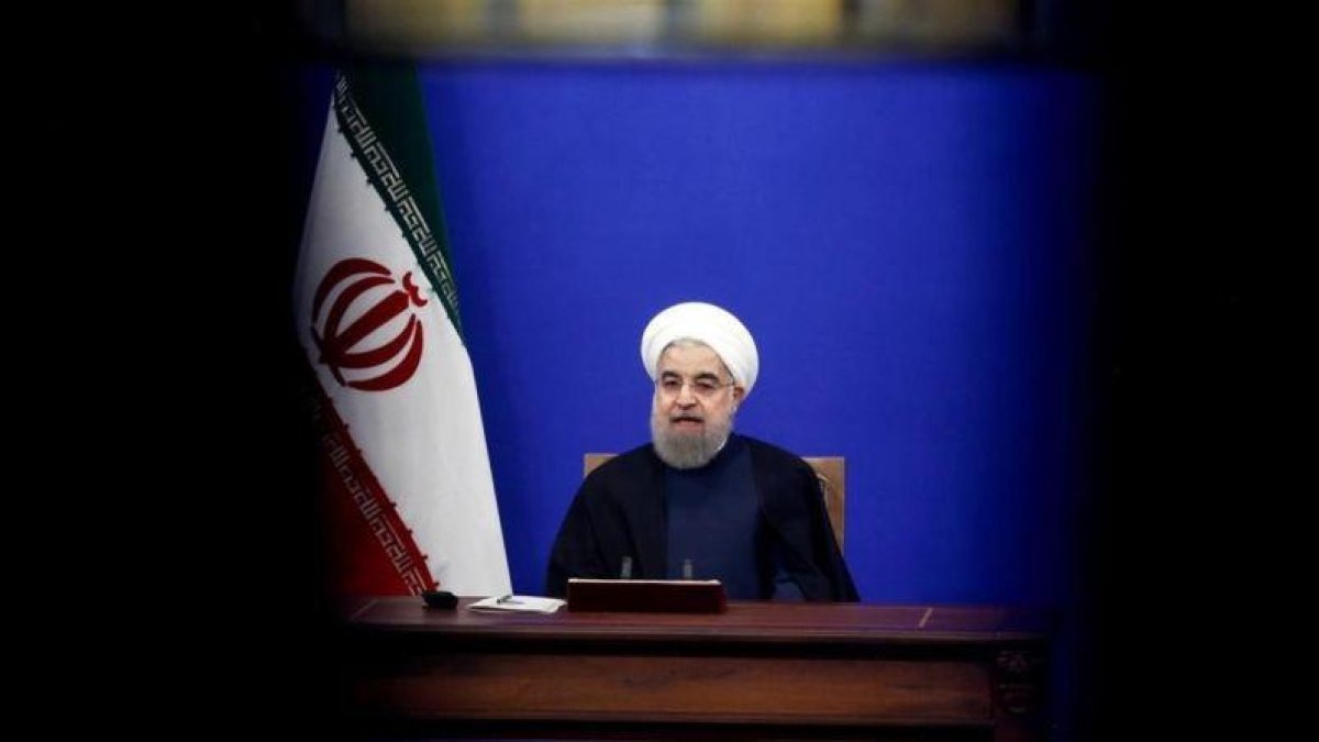 El presidente iraní, Hasán Rohaní, durante la entrevista televisiva tras la implementación de nuevas sanciones.