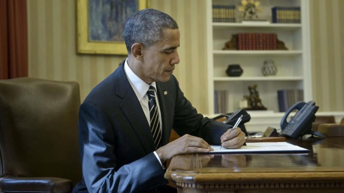 Obama en la Casa Blanca meses antes de dejar la presidencia de EEUU.