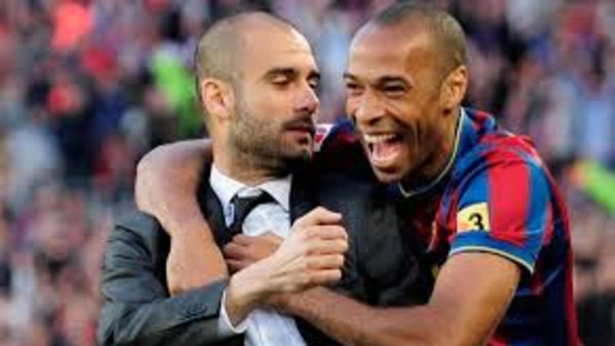 Thierry Henry y Pep Guardiola /