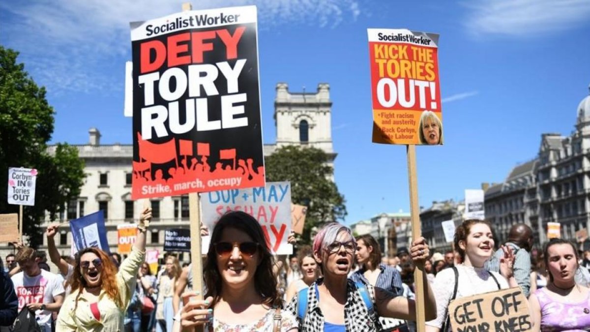 Manifestación contra el Gobierno de Theresa May en Londres.