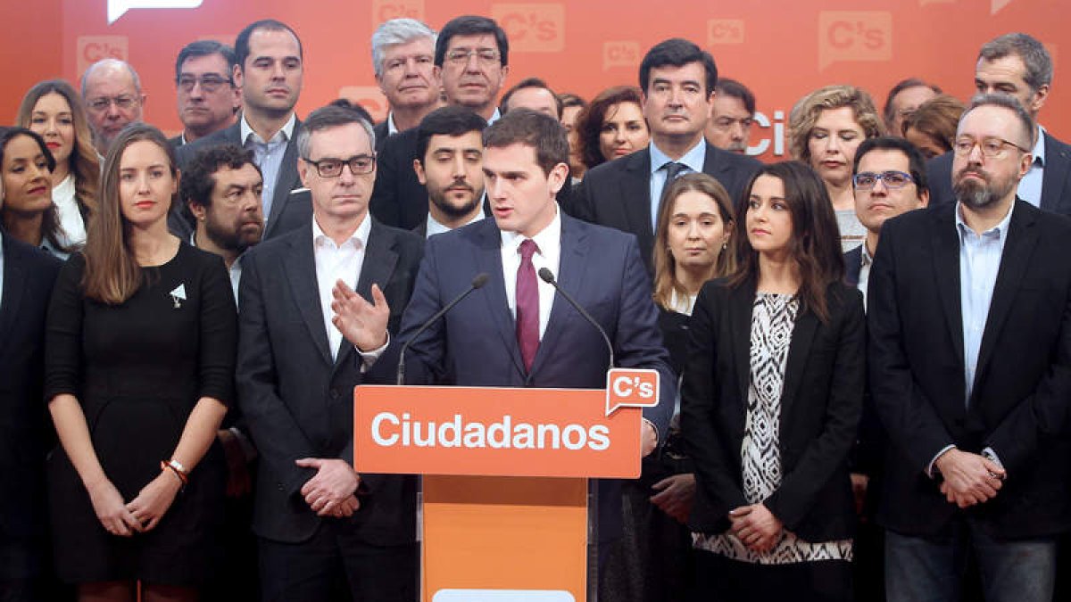 Albert Rivera durante la presentación de su equipo. VÍCTOR LERENA