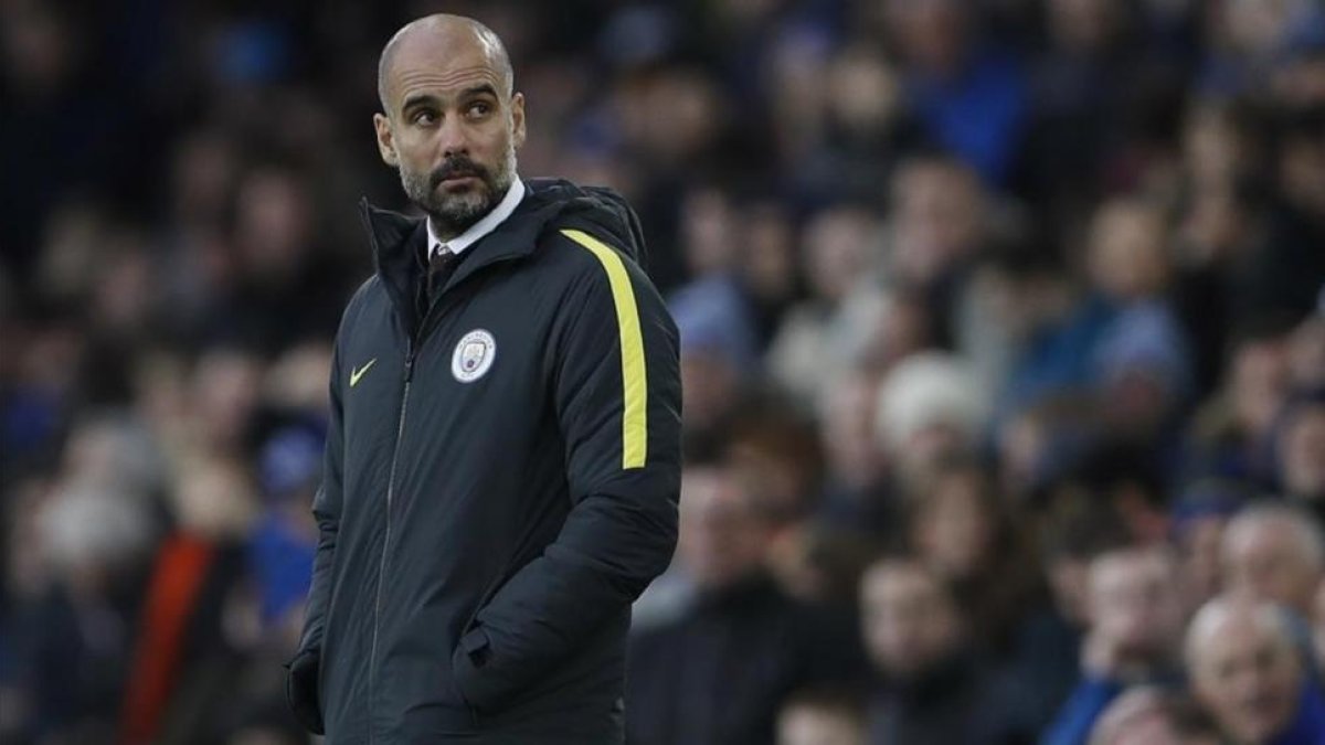 Guardiola, en el partido ante el Everton.