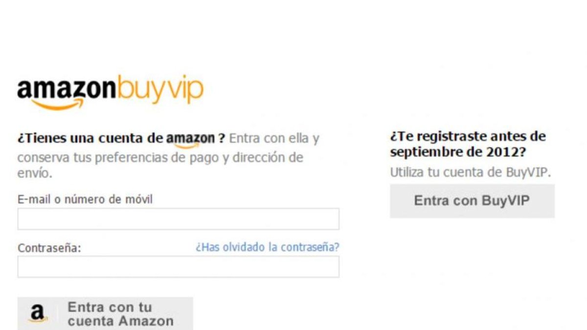 El acceso a Buyvip a través de Amazon.