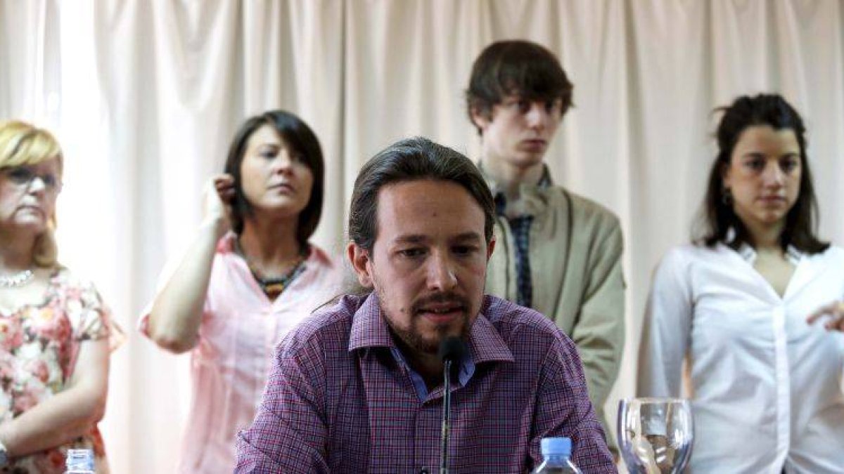 El líder de Podemos, Pablo Iglesias, la semana pasada durante una rueda de prensa.