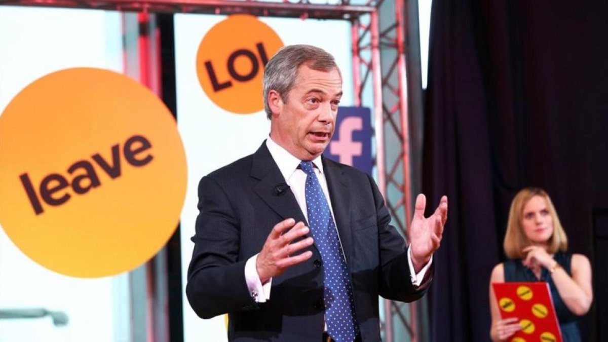 El euroescéptico Nigel Farage, líder del UKIP, participa en un debate sobre el 'Brexit', en Londres, el 10 de junio.