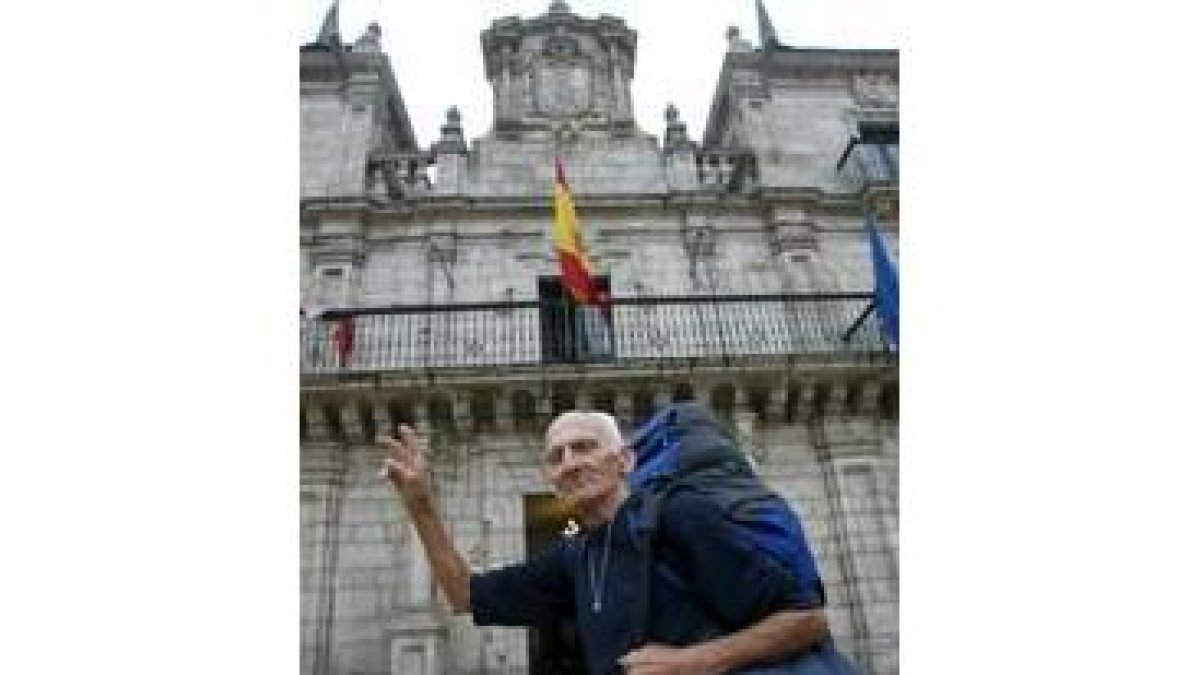 Walter Hermann Koch, ayer en la plaza del Ayuntamiento de Ponferrada